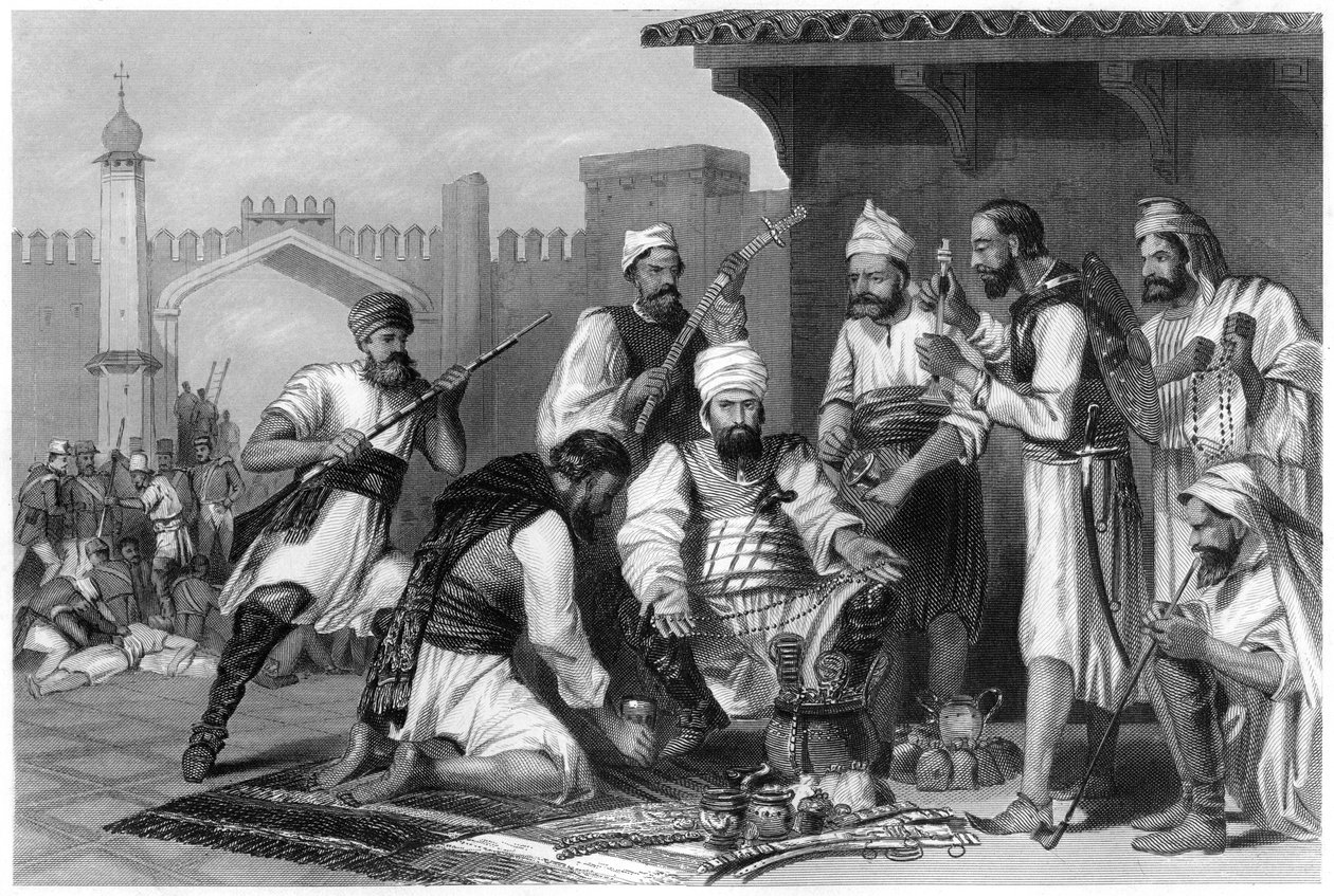 Sikhské jednotky rozdělující kořist získanou od vzbouřenců, 1857, c1860 od Unbekannt