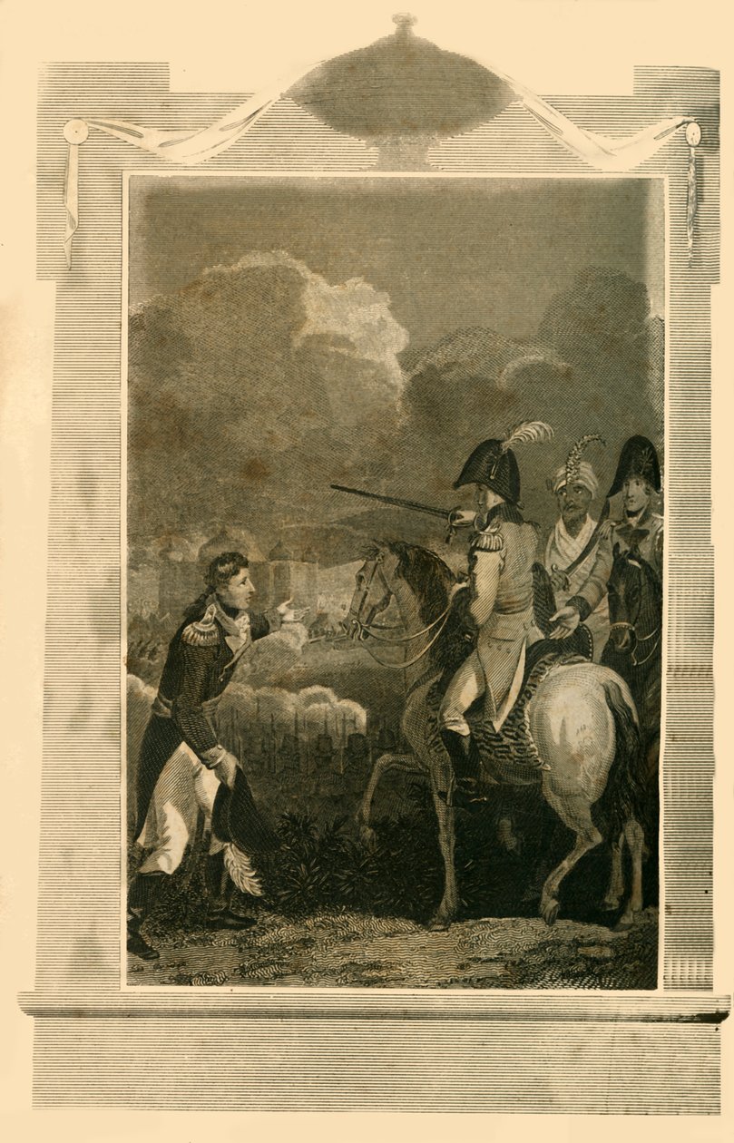 Sir Arthur Wellesley velící v bitvě u Assaye, 1803, 1816. od Unbekannt