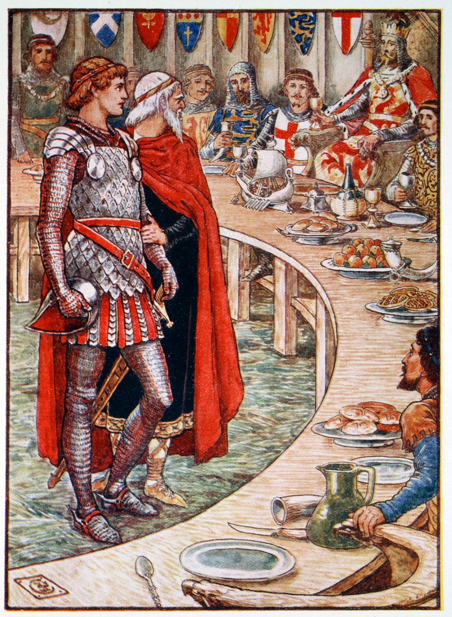 „Sir Galahad je přiveden na dvůr krále Artuše“, 1911 od Unbekannt