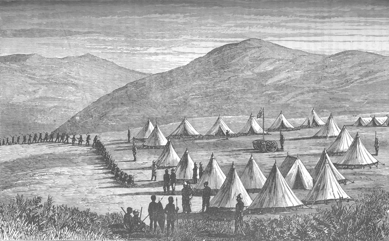 Sir Garnet Wolseleys Camp v Ulundi: Zulus Coming In To Give Up their Arms, c1880 od Unbekannt