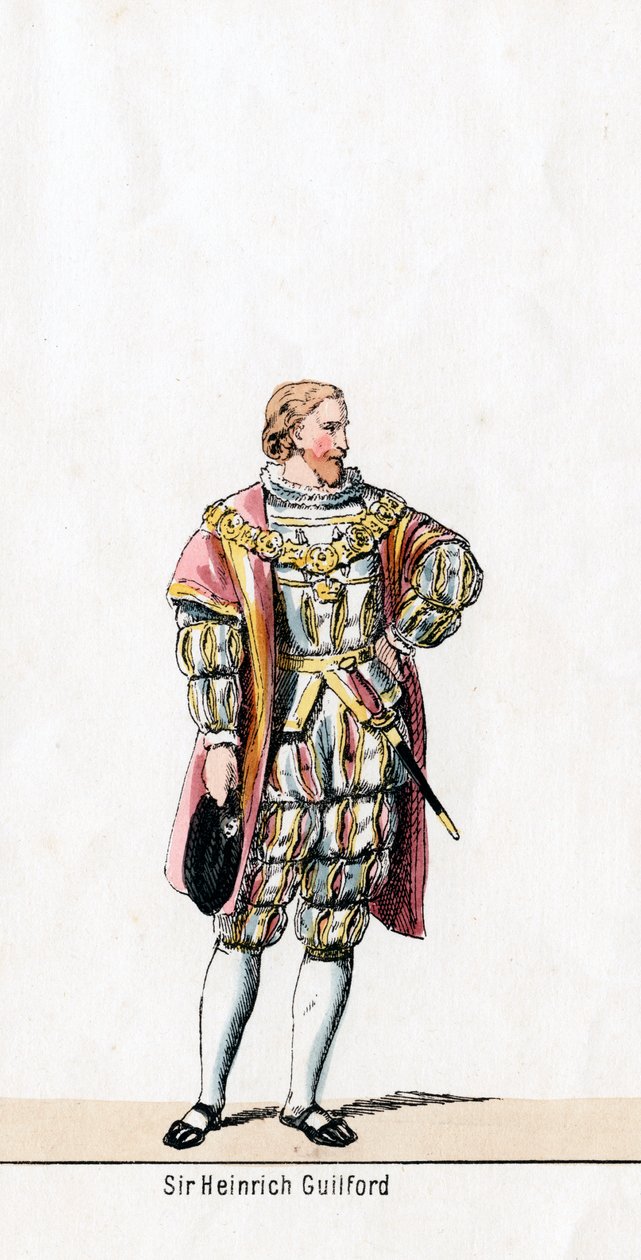 Sir Henry Guildford, návrh kostýmů pro Shakespearovu hru, Jindřich VIII., 19. století od Unbekannt