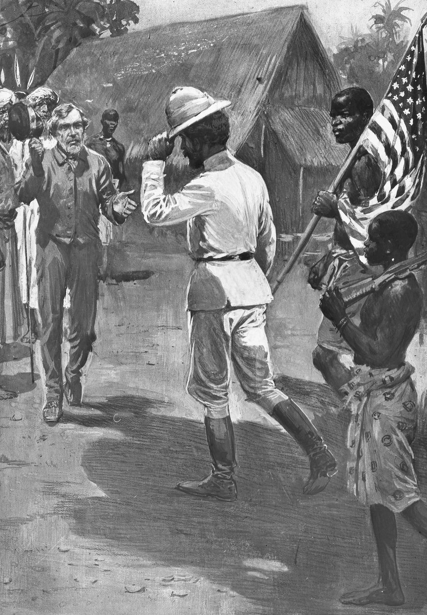 Sir Henry Morton Stanley se setkává s Davidem Livingstonem, Afrika, 1871 od Unbekannt