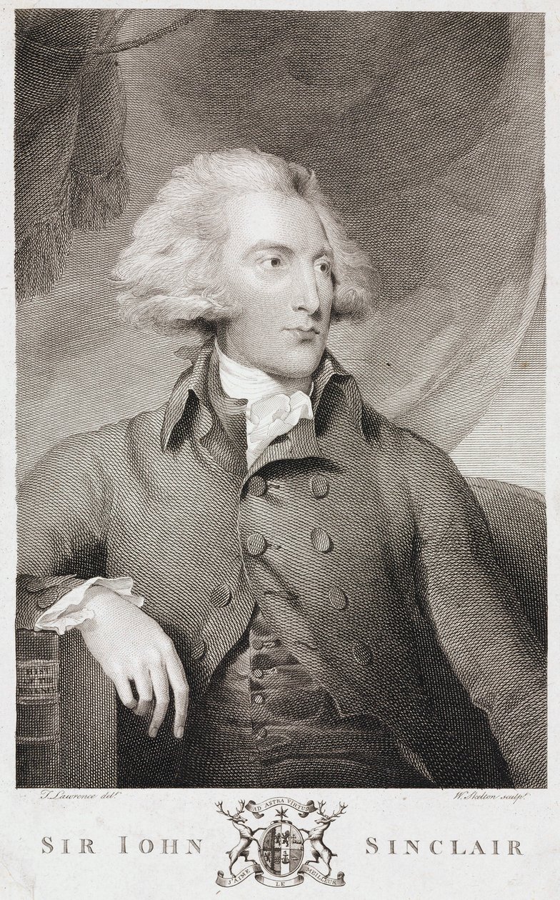 Sir John Sinclair, skotský zemědělský ekonom a statistik, c 1790 od Unbekannt