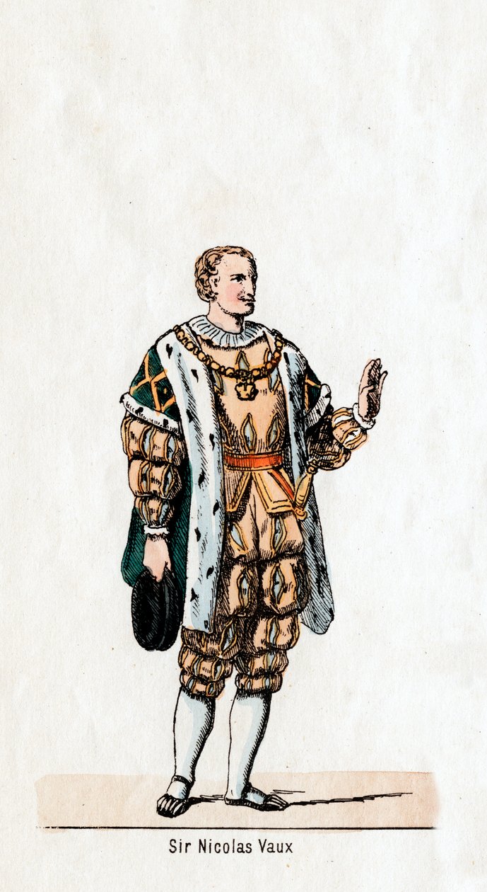 Sir Nicholas Vaux, návrh kostýmů pro Shakespearovu hru, Jindřich VIII., 19. století od Unbekannt