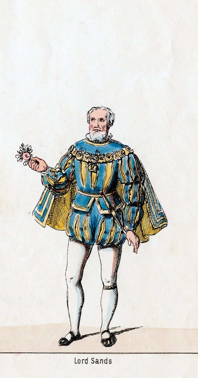 Sir William Sands, návrh kostýmů pro Shakespearovu hru, Jindřich VIII., 19. století od Unbekannt