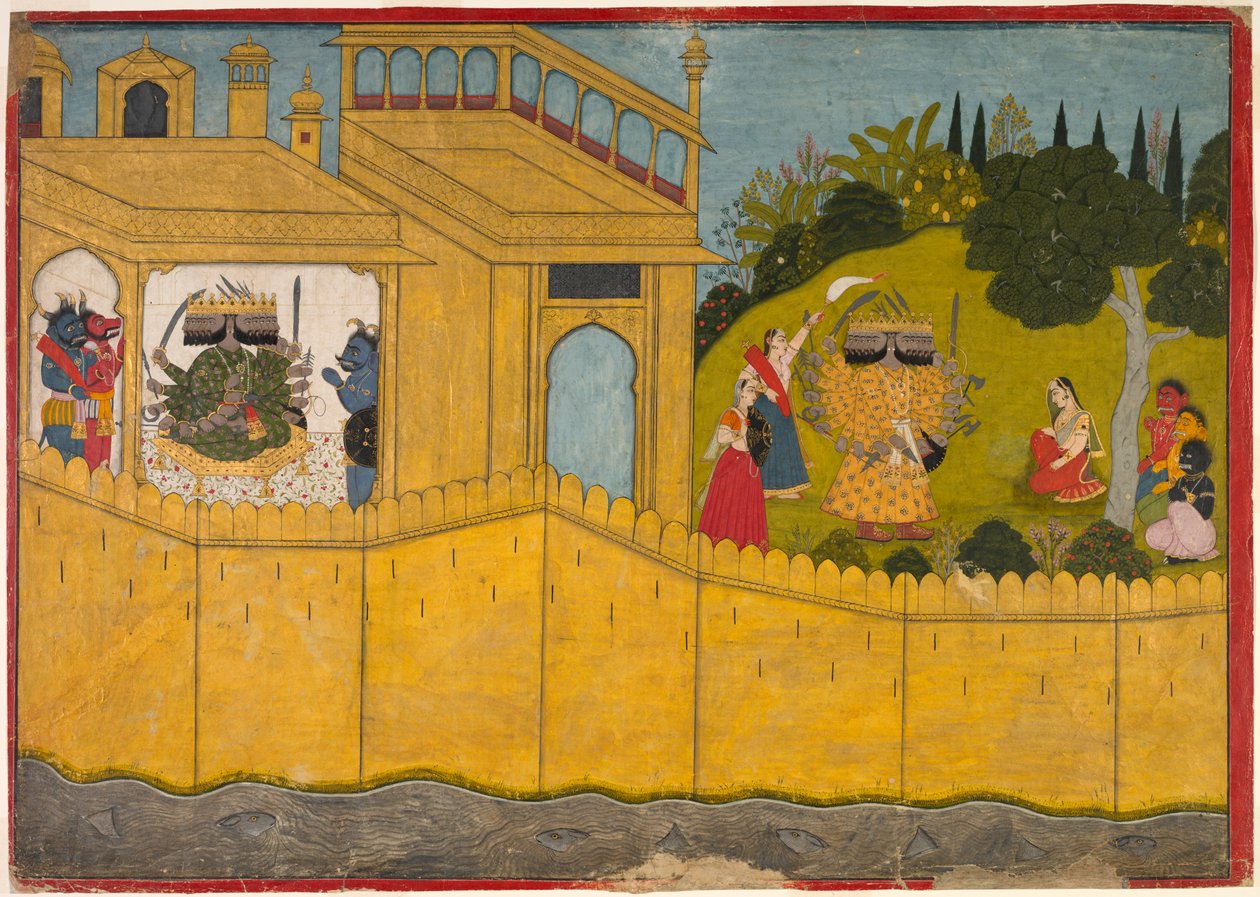 Sita v zahradě Lanka, Z eposu Rámajána o Valmiki, c. 1725. od Unbekannt