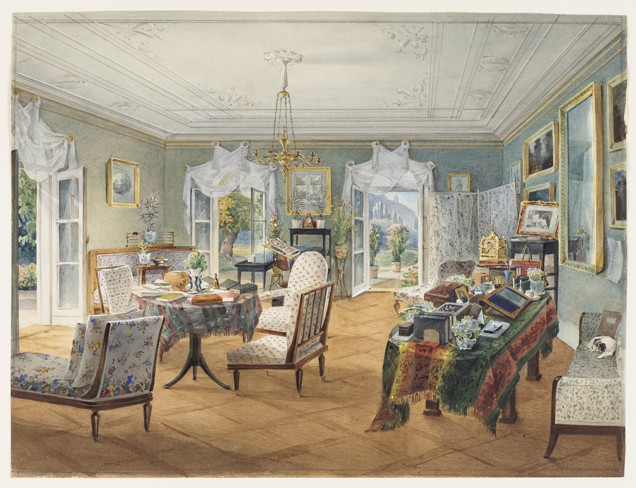 Obývací pokoj na venkovském statku, 1830-1840 od Unbekannt