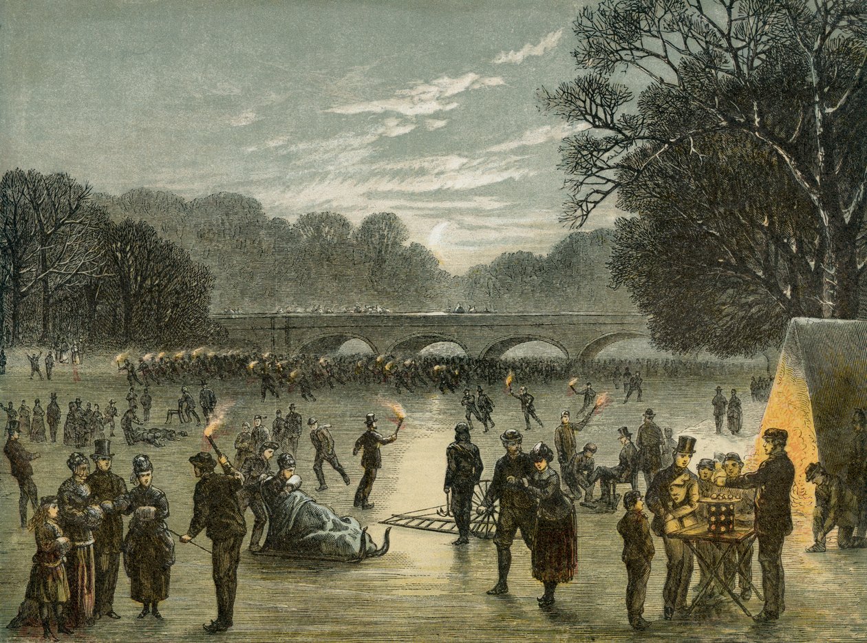 Bruslení na Serpentine v Hyde Parku, Londýn, c1850 od Unbekannt