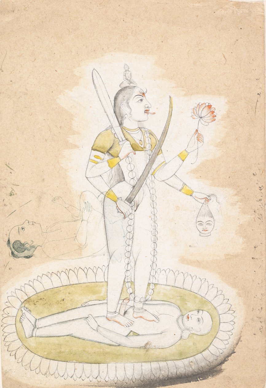Sketch with Kali and a Young Boy, ca. 1800. od Unbekannt