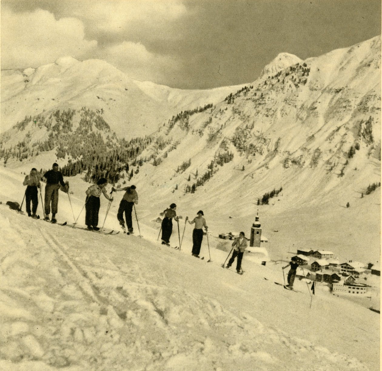 Lekce lyžování, Arlberg, Rakousko, c1935. od Unbekannt