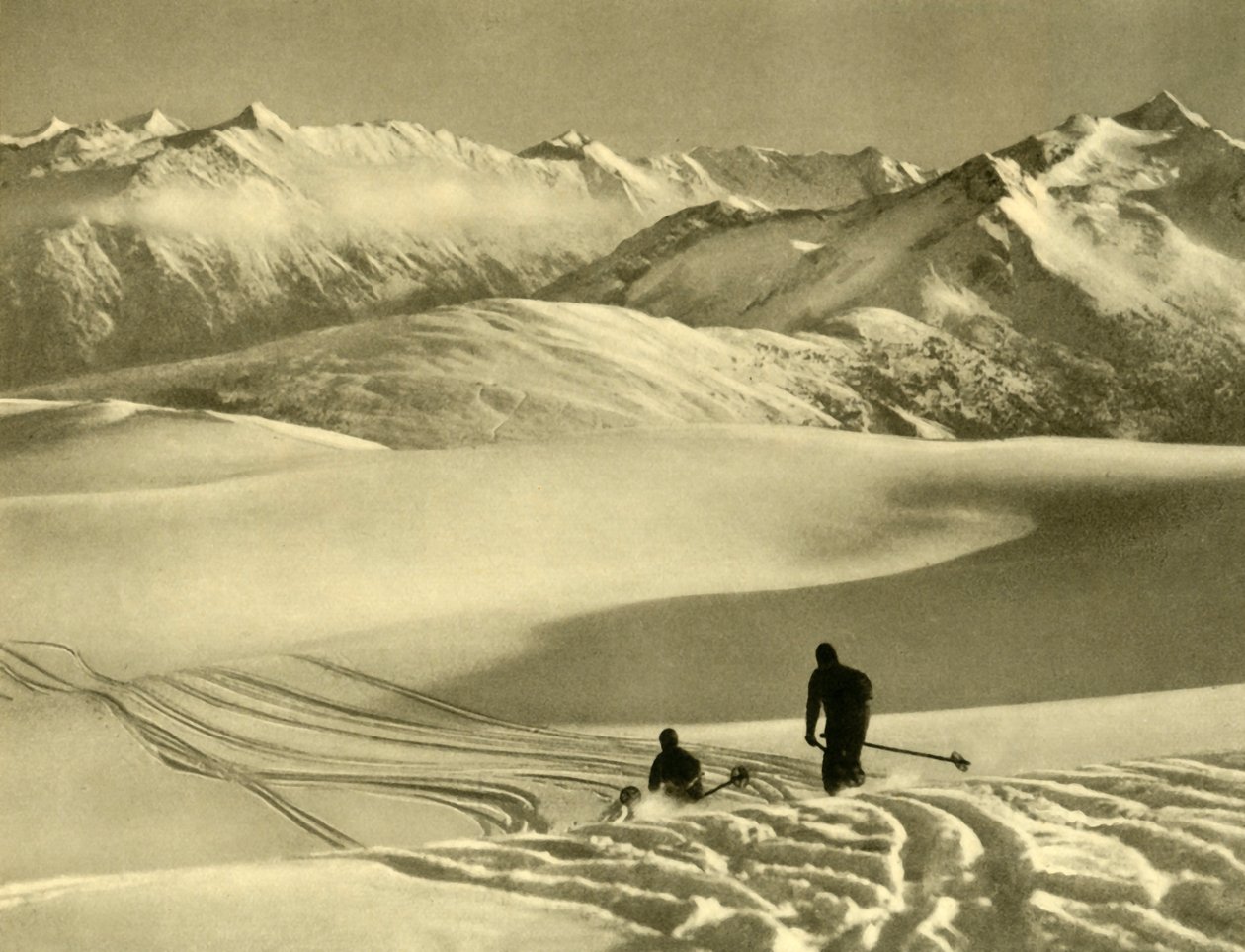 Lyžování na náhorní plošině Gerlos, Rakousko, c1935. od Unbekannt
