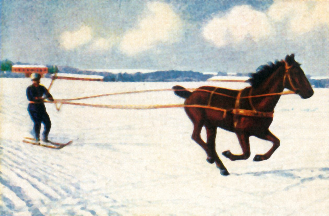 Skijöring ve Švédsku, c1928. od Unbekannt