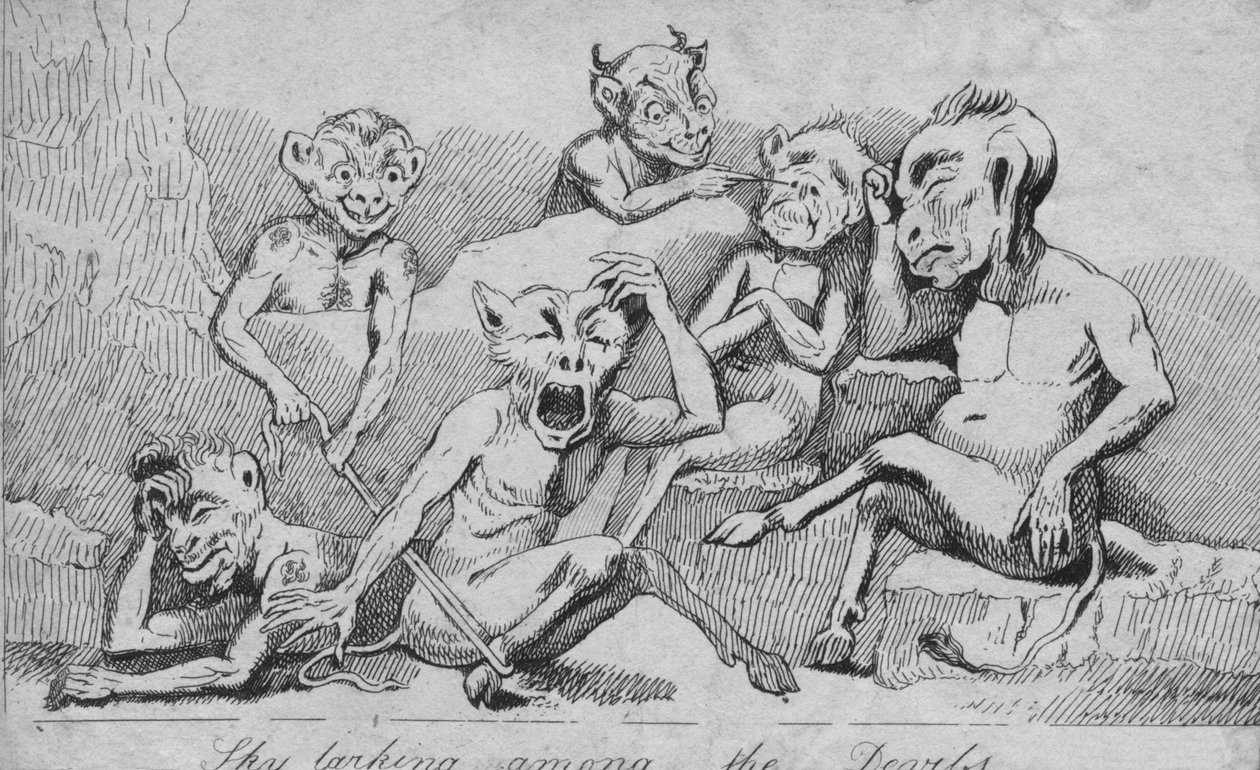 Obloha skrytá mezi ďábly, c19. století od Unbekannt