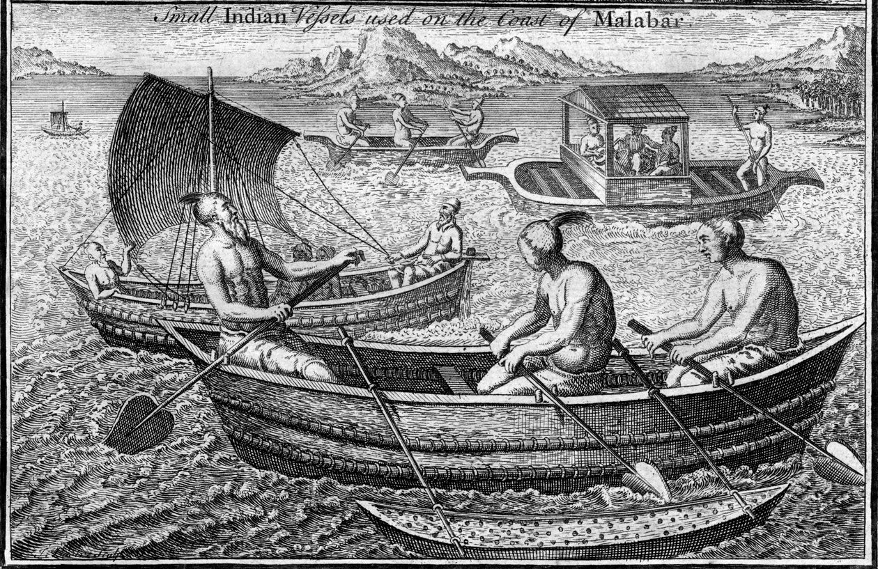 Malé plavidlo používané na pobřeží Malabar Cochin, Indie, c18. století od Unbekannt