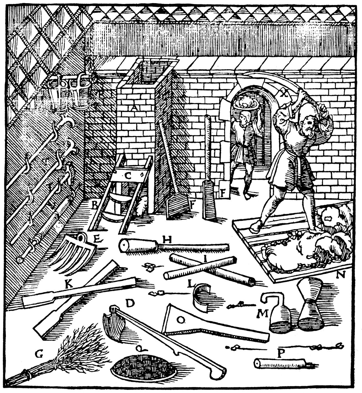 Tavení rud zlata, stříbra, mědi a olova, 1556 od Unbekannt
