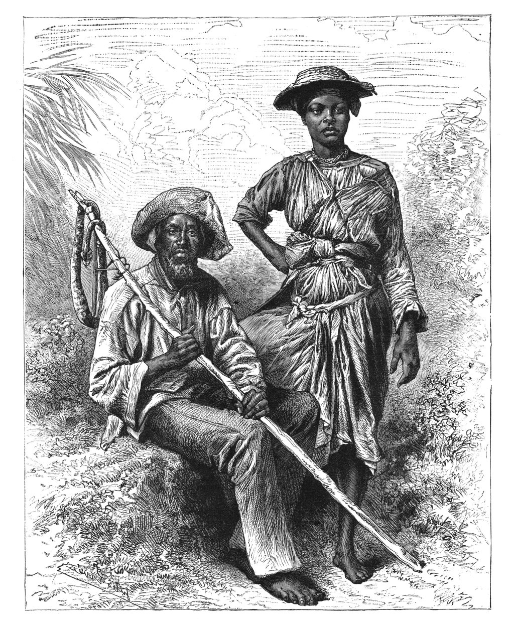 Snake Catcher and Charcoal Girl, Martinik, c1890 od Unbekannt