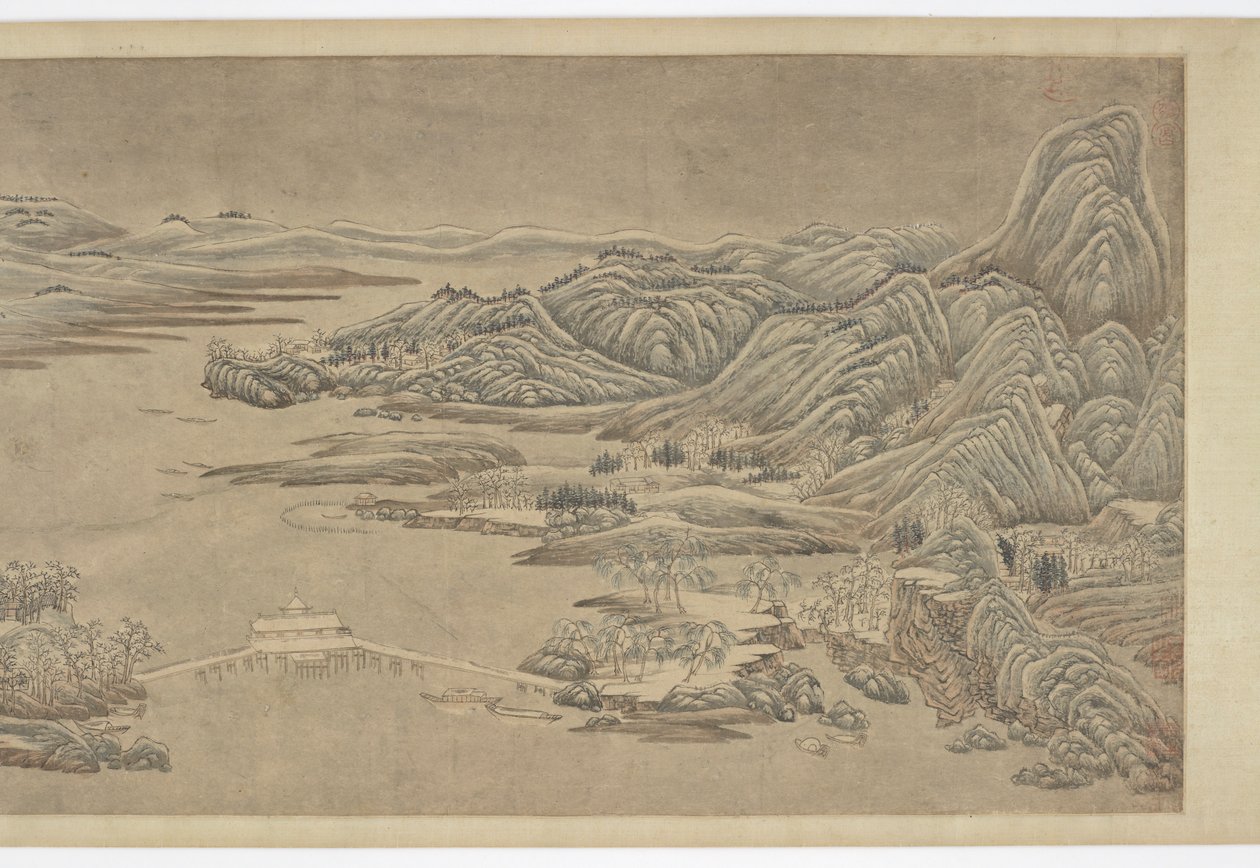 Odklízení sněhu na horách a řekách, po Wang Wei, 16.-17. století. od Unbekannt