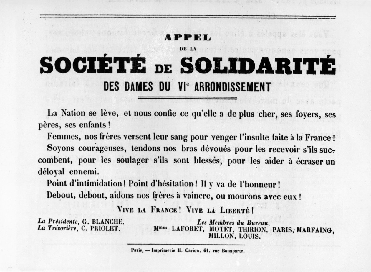 Societe de Solidarite, z francouzských politických plakátů Pařížské komuny, květen 1871 od Unbekannt