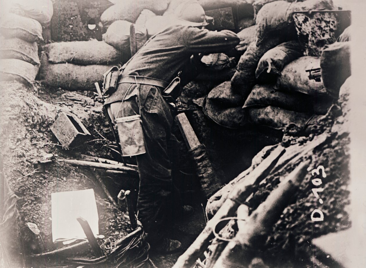 Voják v zákopech, c1914-c1918 od Unbekannt