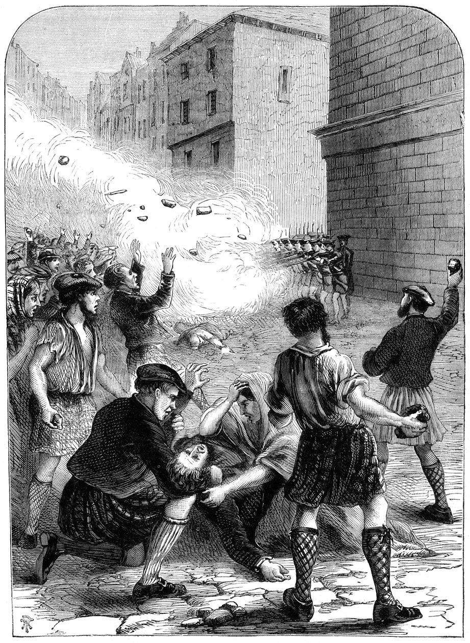 Vojáci střílející na výtržníky během povstání v Glasgow, 1706 19. století od Unbekannt