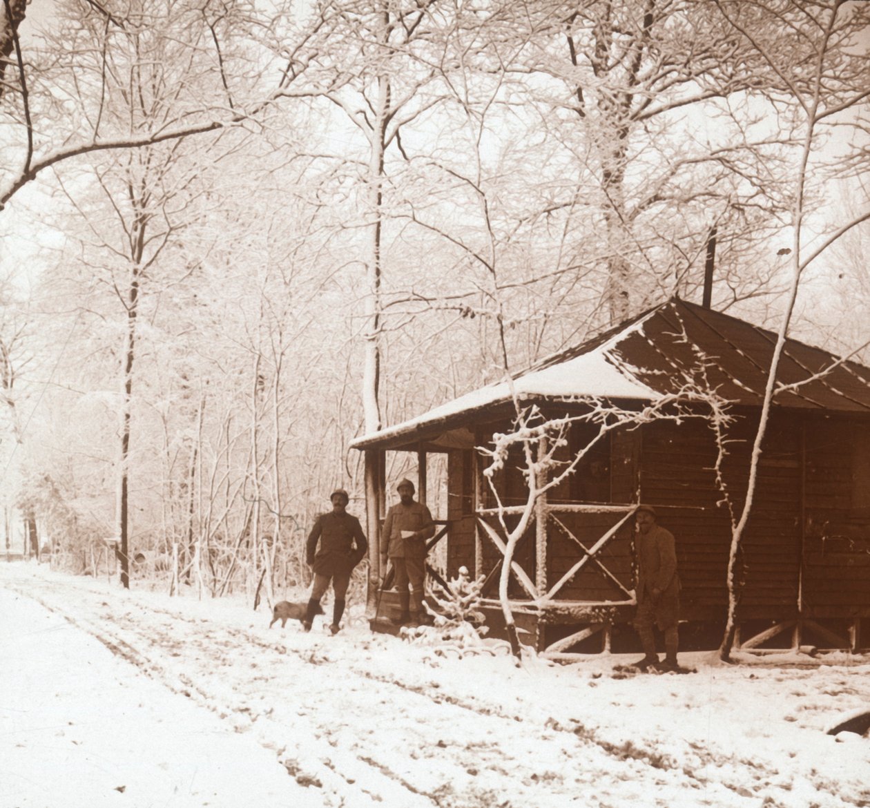 Vojáci ve sněhu, Marquenterre, severní Francie, c1914-c1918 od Unbekannt