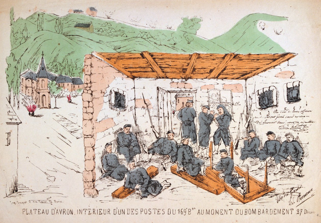 Vojáci uvnitř budovy během bombardování, francouzsko-pruská válka, prosinec 1870 od Unbekannt