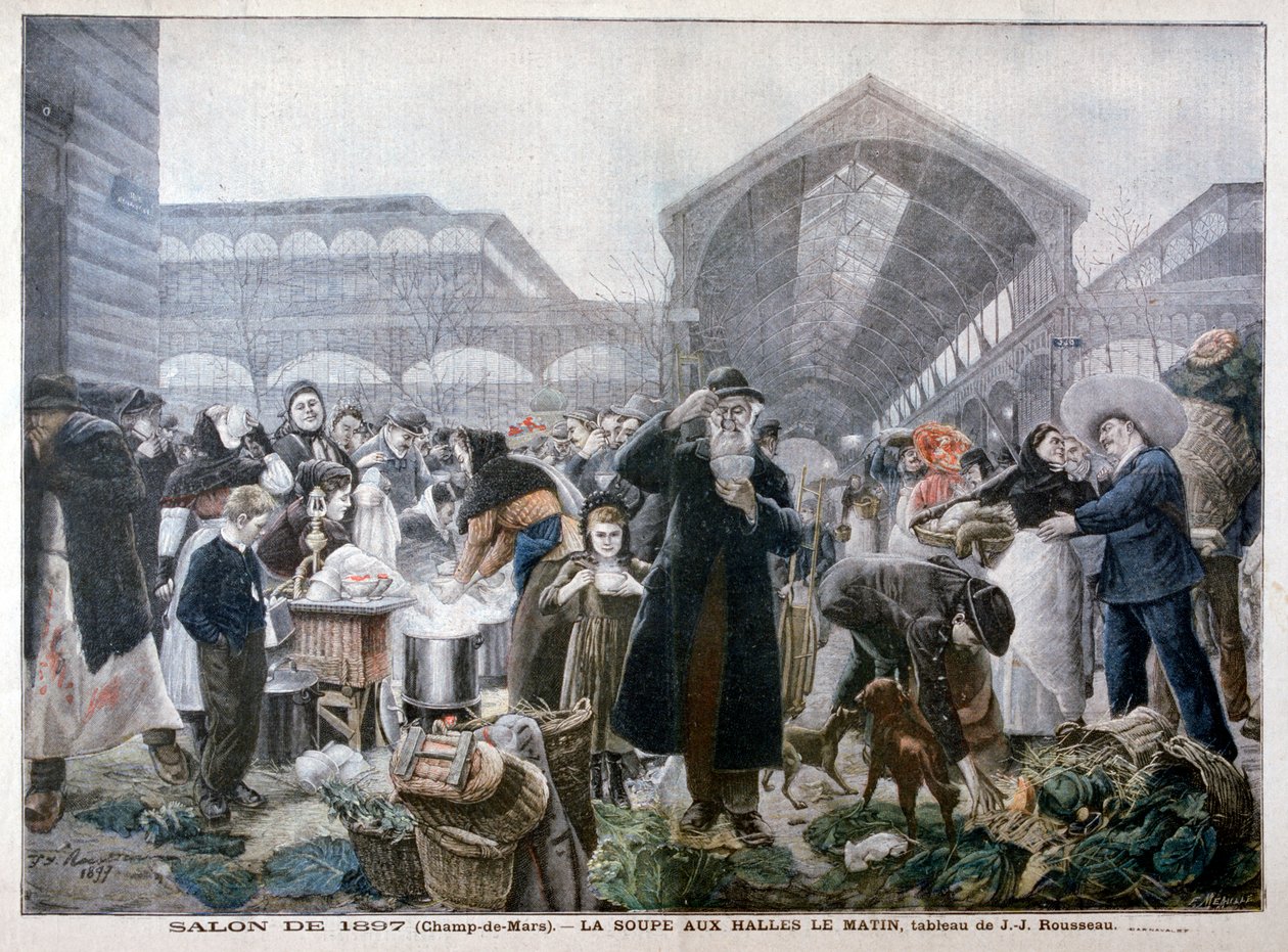 Stánek s polévkou na trhu Les Halles v dopoledních hodinách, 1897 od Unbekannt