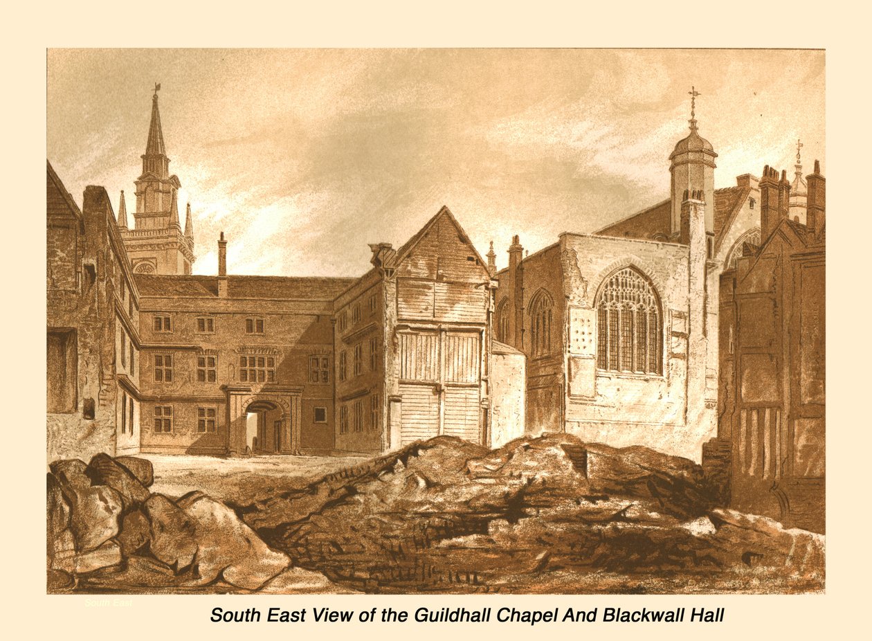 South East View Guildhall Chapel a Blackwell Hall, 1886 od Unbekannt
