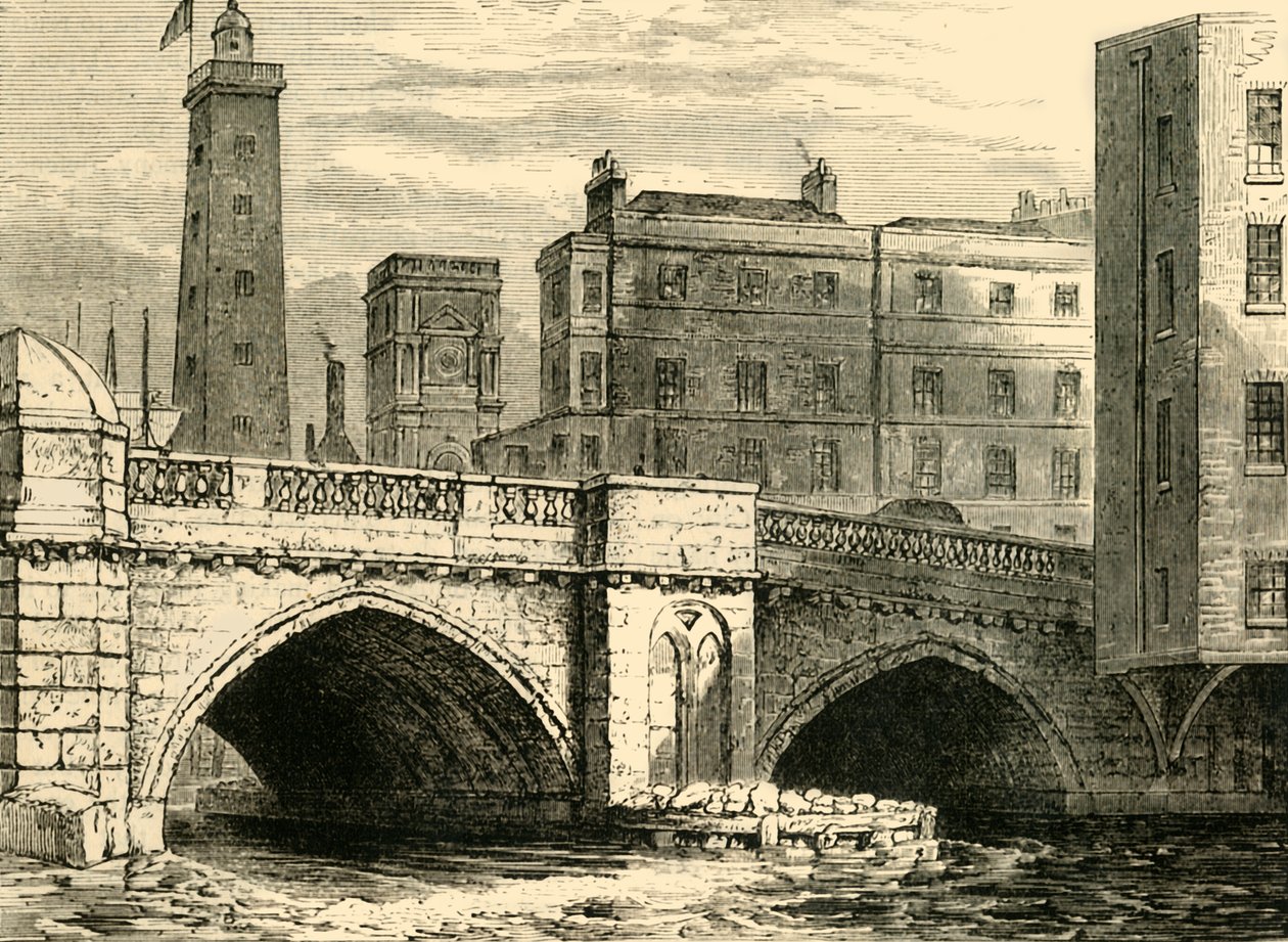 South End of Old London Bridge, s Shot Tower a St. Olaves Church, v roce 1820, c1878. od Unbekannt