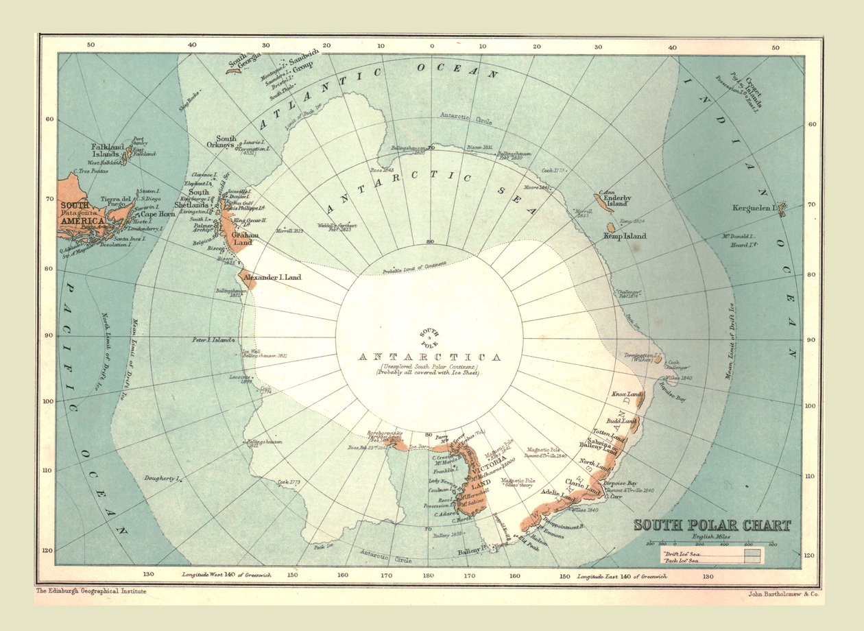 Jižní polární mapa, 1902. od Unbekannt