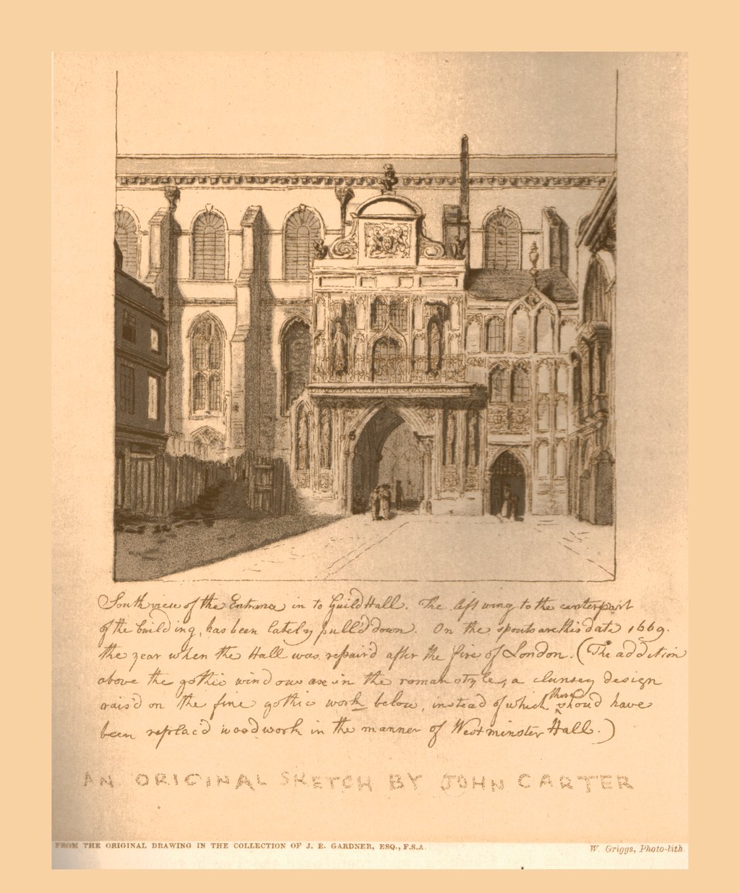 Jižní pohled na vchod do Guildhall, c1669, 1886. od Unbekannt
