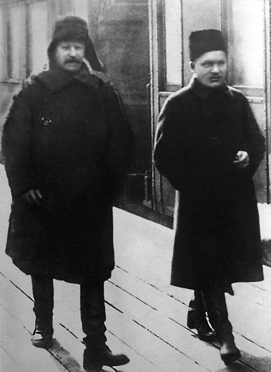 Sovětští vůdci Josif Stalin a Sergej Kirov, Moskva, SSSR, 1928 od Unbekannt