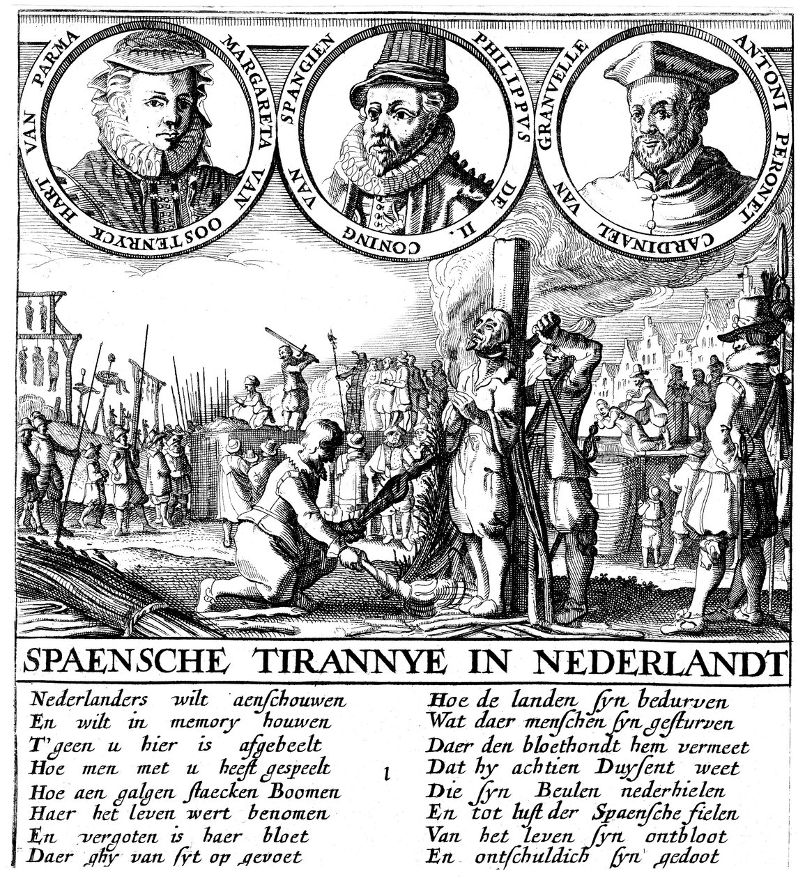 Španělská poprava hugenotů, c1565 od Unbekannt