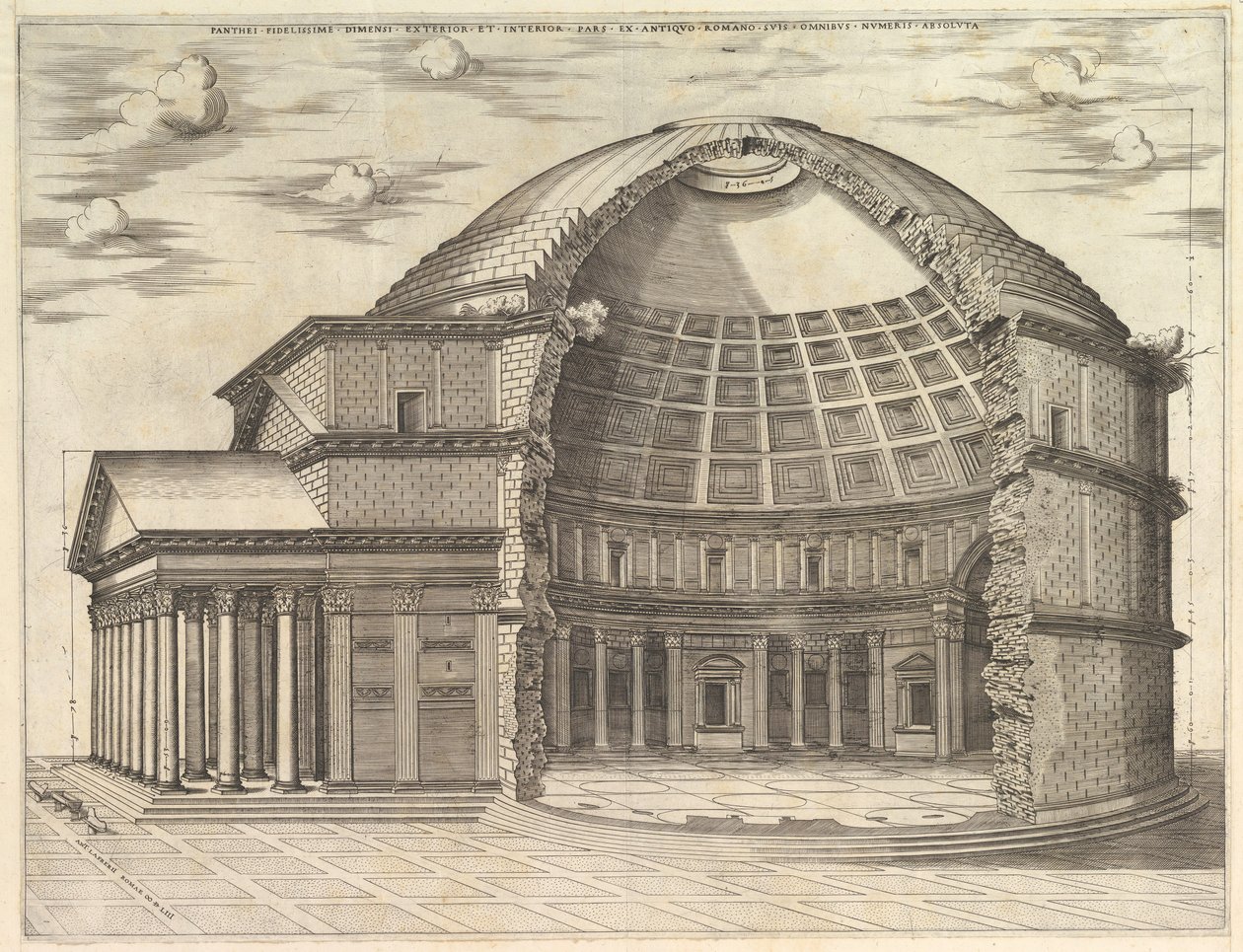 Speculum Romanae Magnificentiae: Pantheon, odtržený, aby ukázal vnitřek, 1553. od Unbekannt