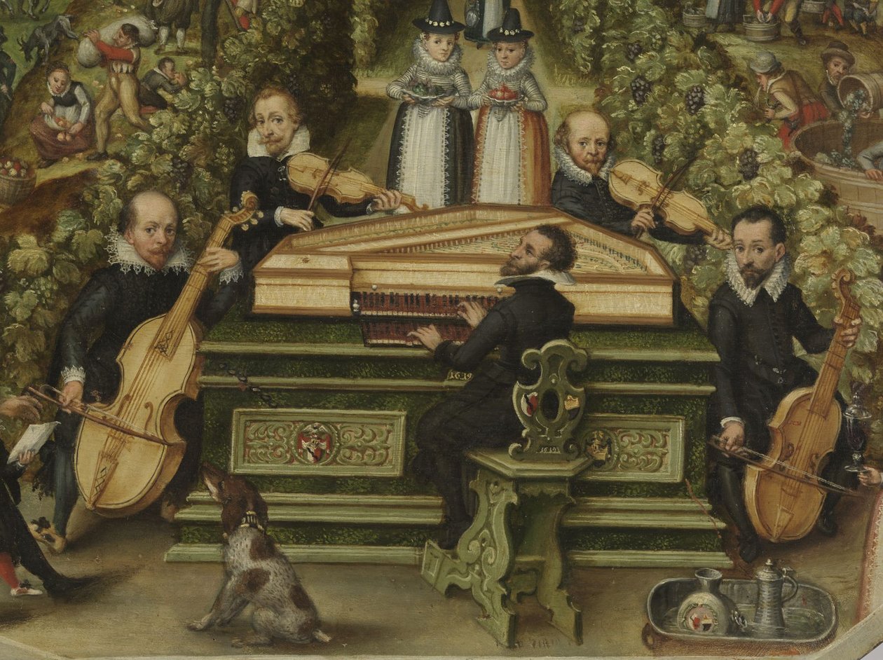 Spinet víko Lucase Friedricha Behaima von Schwartzbach, 1619 od Unbekannt