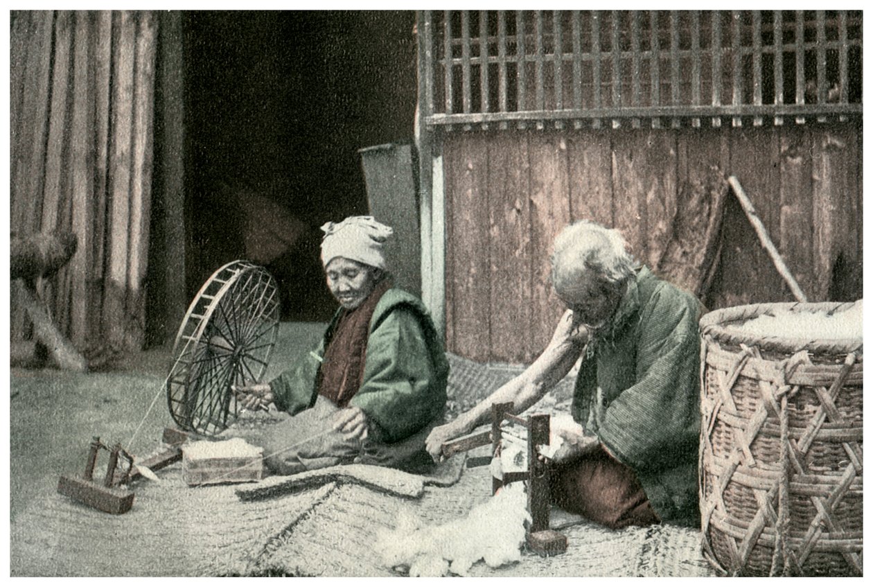 Předení bavlny, Japonsko, 1904 od Unbekannt