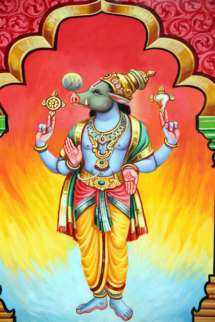 Hinduistický chrám Sri Vadapathira Kaliamman. Avatar Višnua. Inkarnace Varahordu. Singapur od Unbekannt