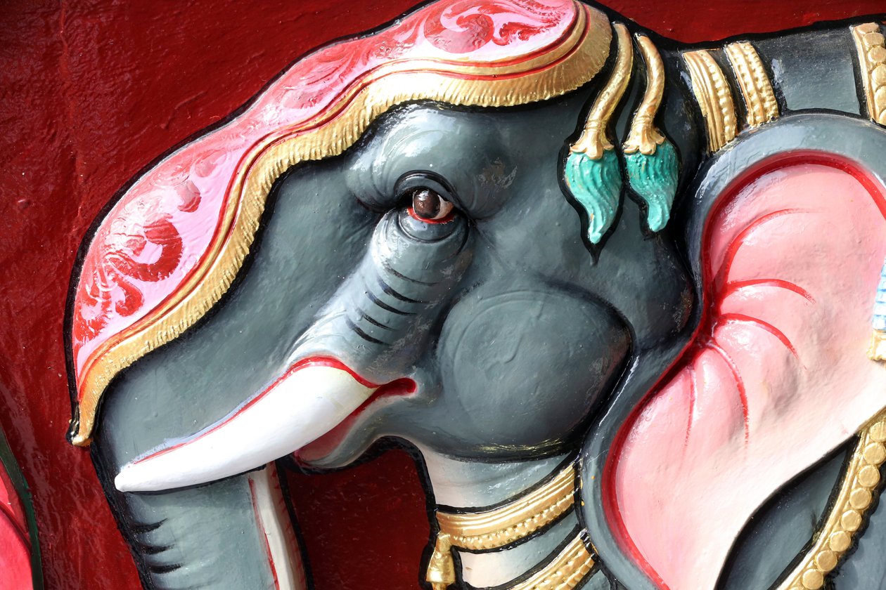 Hinduistický chrám Sri Vadapathira Kaliamman. Slon. Singapur od Unbekannt
