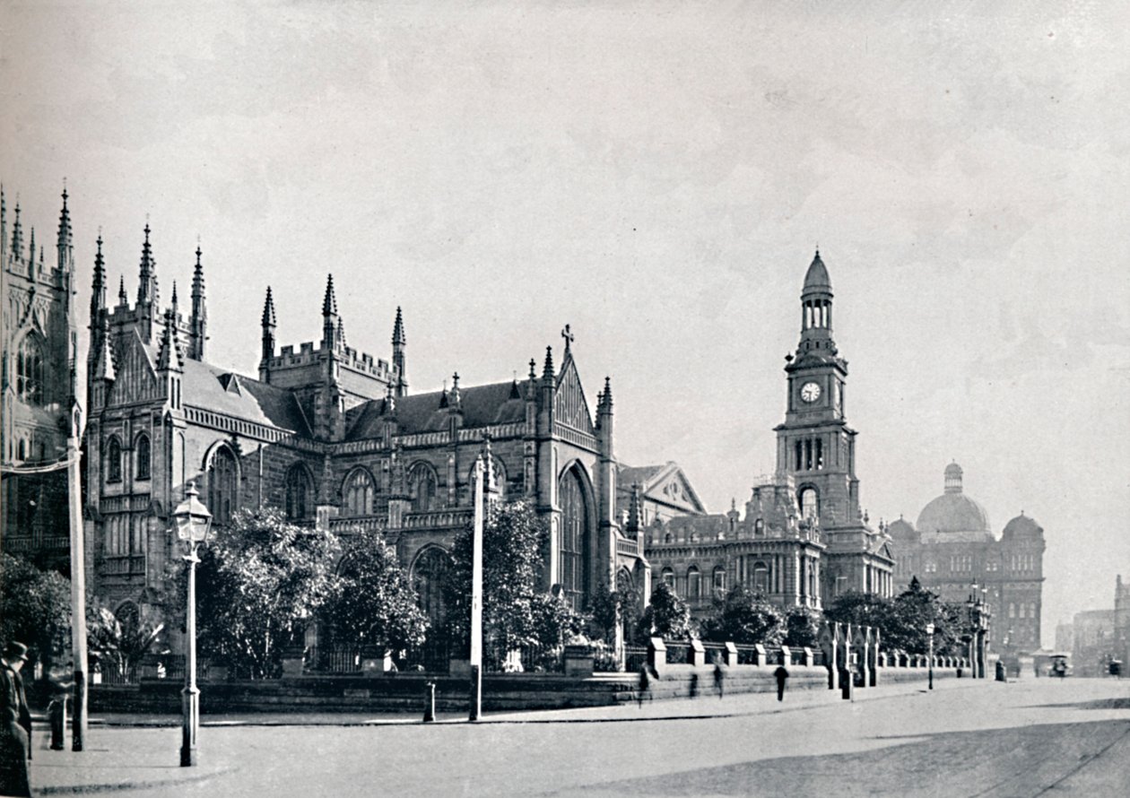 Katedrála St. Andrews, radnice v Sydney a tržní budovy, c1900. od Unbekannt