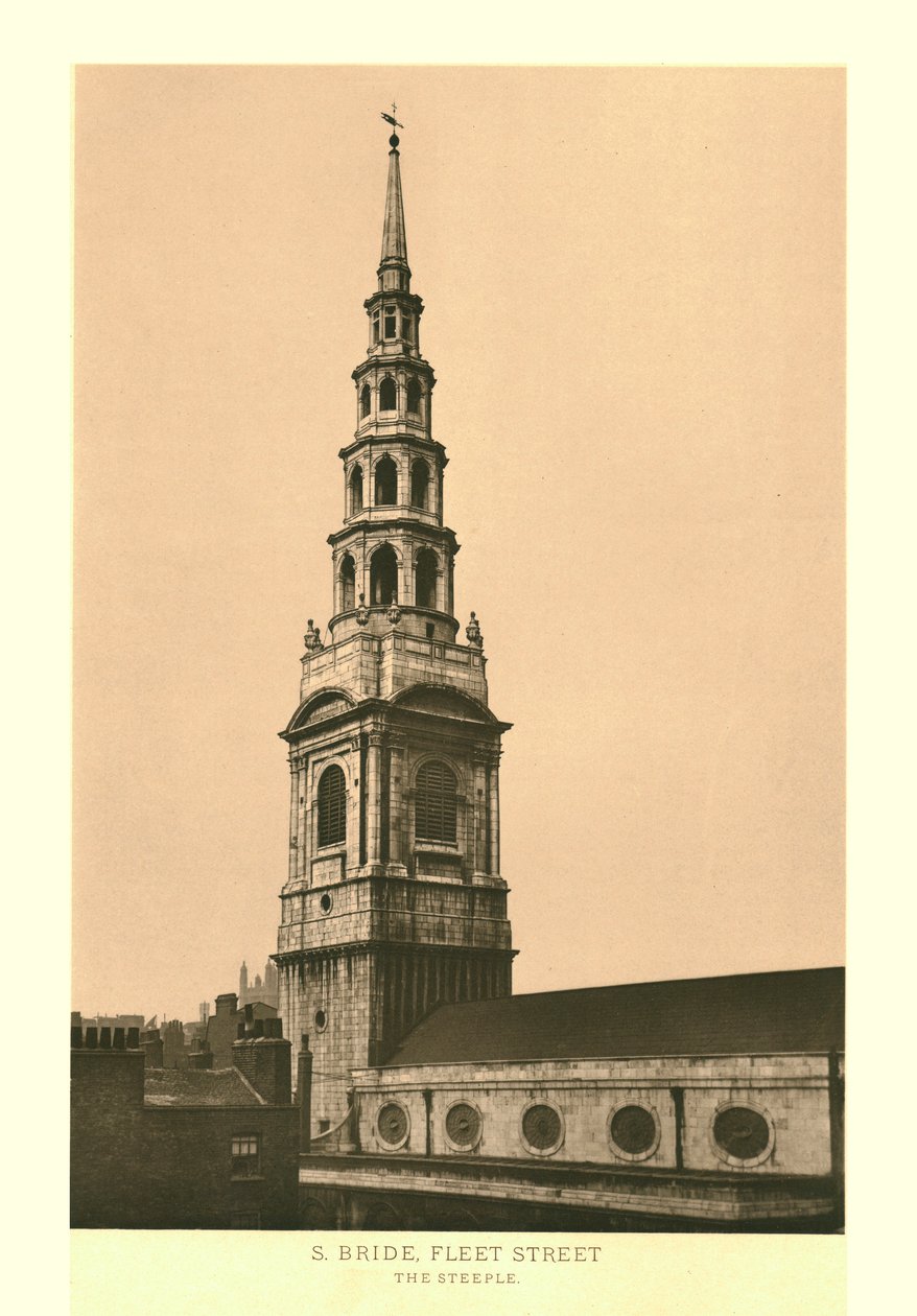 St Bride, Fleet Street, The Steeple, polovina konce 19. století. od Unbekannt