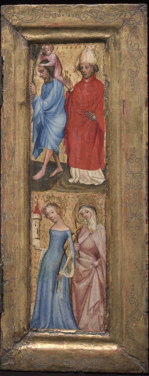 sv. Kryštof a sv. Erasmus, sv. Barbora a další světice, c. 1424. od Unbekannt