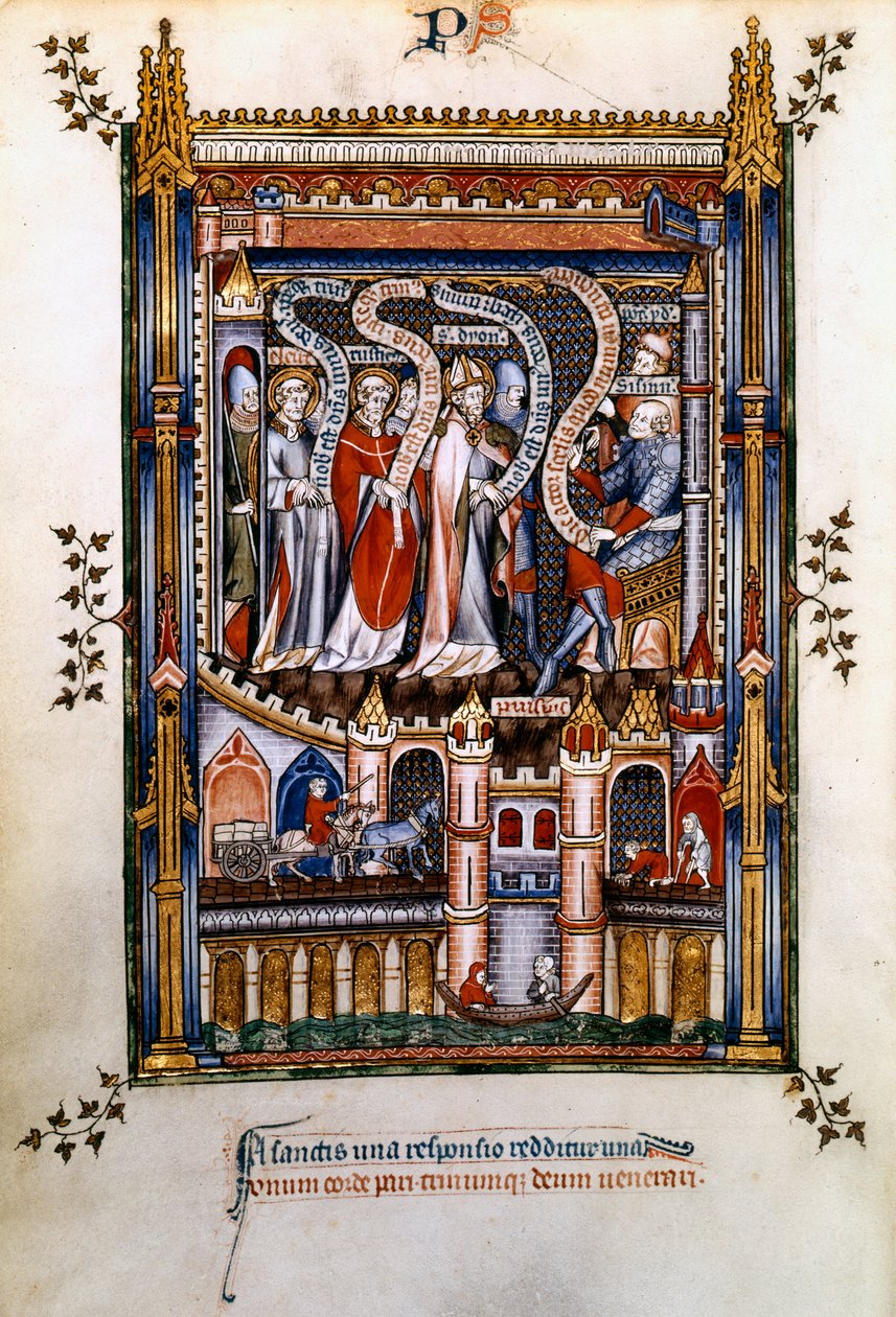 St Denis, St Rusticus a St Eleutherius před Sisinniem, 1317 od Unbekannt