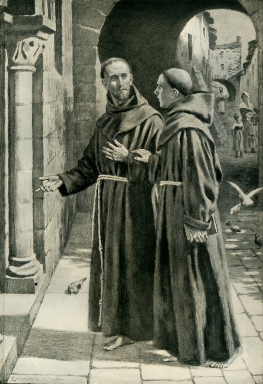 Svatý František z Assisi a mladý mnich vracející se z kazatelské cesty, 1936. od Unbekannt