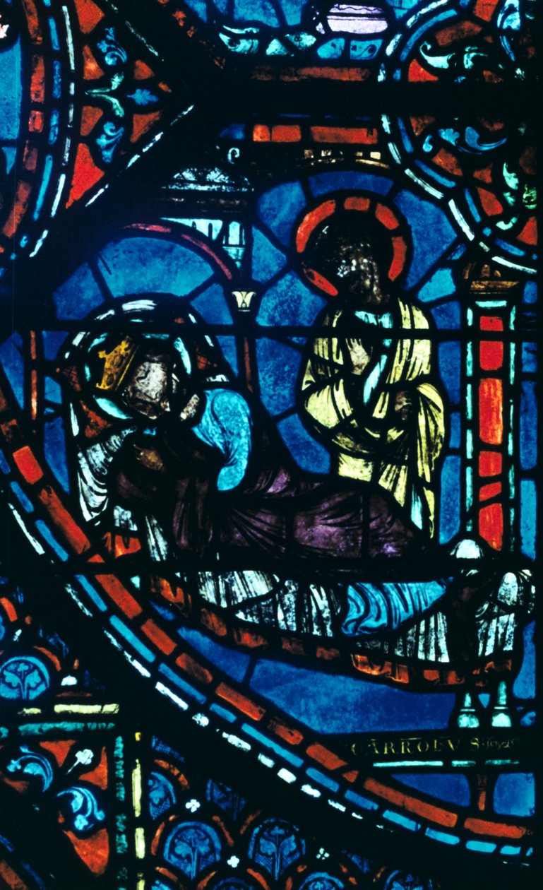 Svatý Jakub se zjevuje Karlu Velikému ve snu, barevné sklo, katedrála v Chartres, Francie, c1225 od Unbekannt