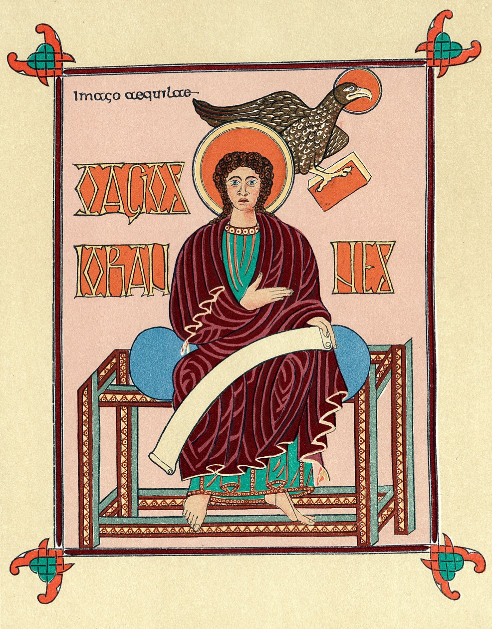 St John the Evangelist from Lindisfarne Durham Gospel Book, c720 od Unbekannt