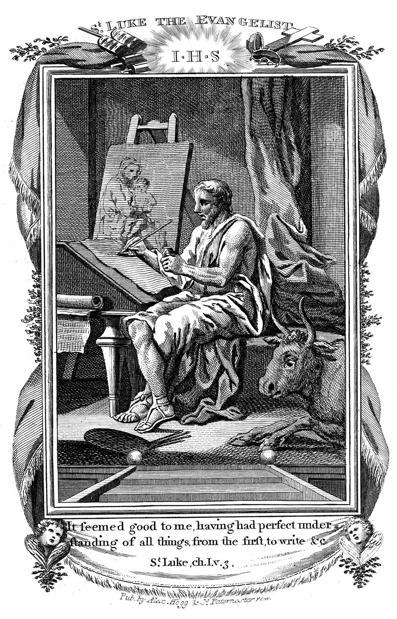Svatý Lukáš evangelista píšící své evangelium, c1808 od Unbekannt