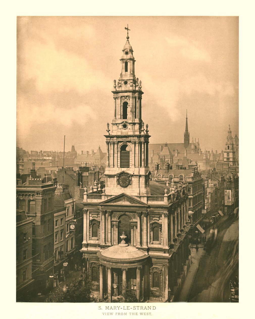 St Mary-le-Strand, Pohled od západu, polovina konce 19. století. od Unbekannt