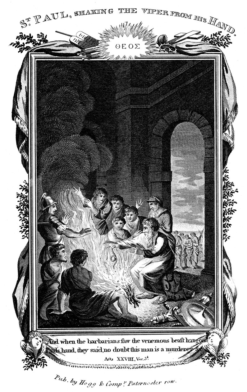 Svatý Pavel apoštol setřásá zmiji z ruky, c1808 od Unbekannt