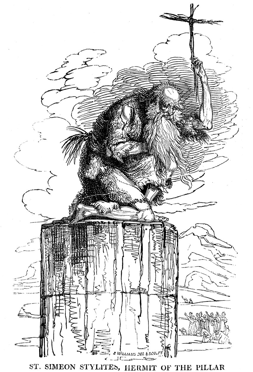 St Simeon Stylites, poustevník na sloupu, 5. století 1825 od Unbekannt