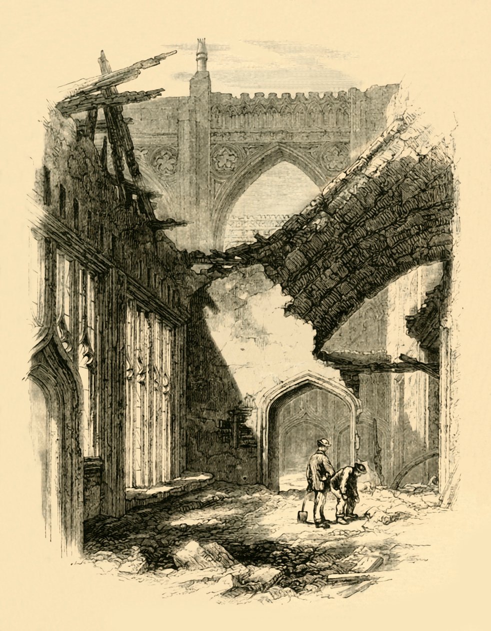 Kaple svatého Štěpána. - Interiér po požáru, 1881. od Unbekannt